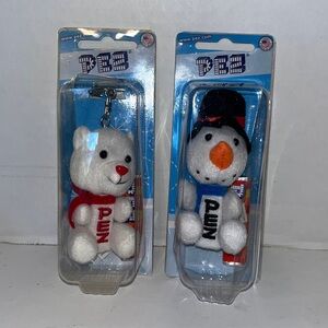 PEZ Bear and Snowman Keychains 2010 Pez